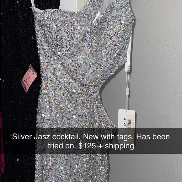 Jasz Couture Dresses & Skirts - Jasz Silver One Shoulder Sequin Cocktail Dress